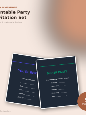 Printable Party Invitation Template Set (5 Designs)