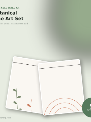 Botanical Line Art Printable Wall Art Set (5 Designs)